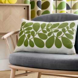 Orla Kiely Sycamore Stripe Cushion, Dill Green - thumbnail 1