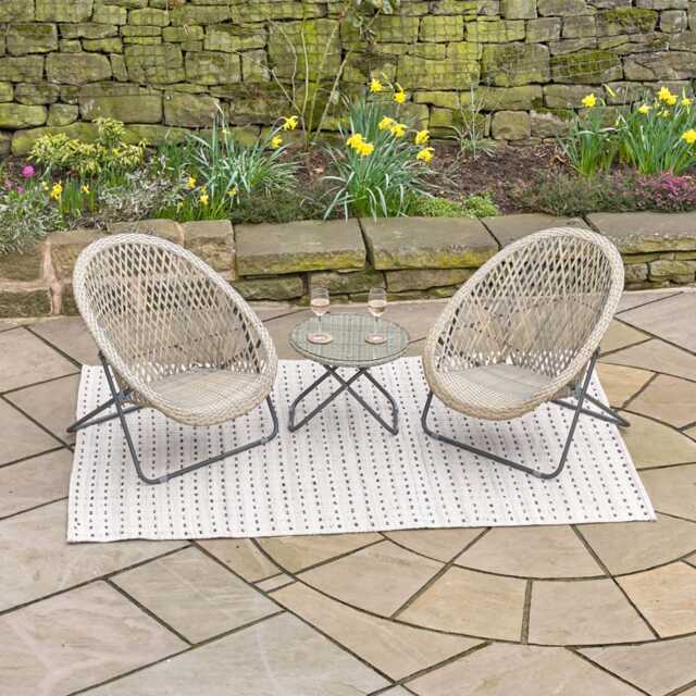Pacific Lifestyle Tobs Water Rattan Garden Bistro Set, 2 Seater, Grey - image 1
