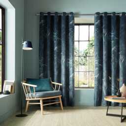 Graham & Brown Restore Eyelet Curtains, 168 x 229cm, Midnight - thumbnail 1
