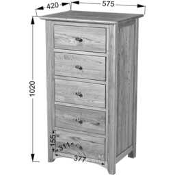 Casa Toulouse 5 Drawer Wellington Chest - thumbnail 2