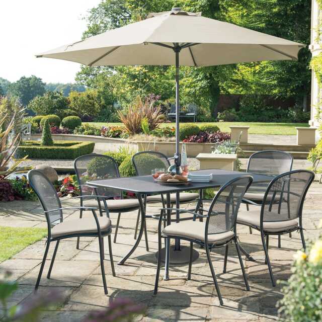 Kettler Caredo Metal Garden Dining Set, Rectangular, 6 Seater, Grey - image 1