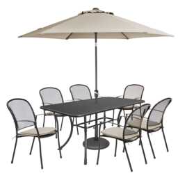 Kettler Caredo Metal Garden Dining Set, Rectangular, 6 Seater, Grey - thumbnail 2