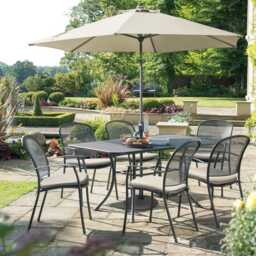 Kettler Caredo Metal Garden Dining Set, Rectangular, 6 Seater, Grey - thumbnail 1