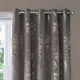 Laura Ashley Josette Metallic Eyelet Curtains W162 X D182cm, Steel - thumbnail 1