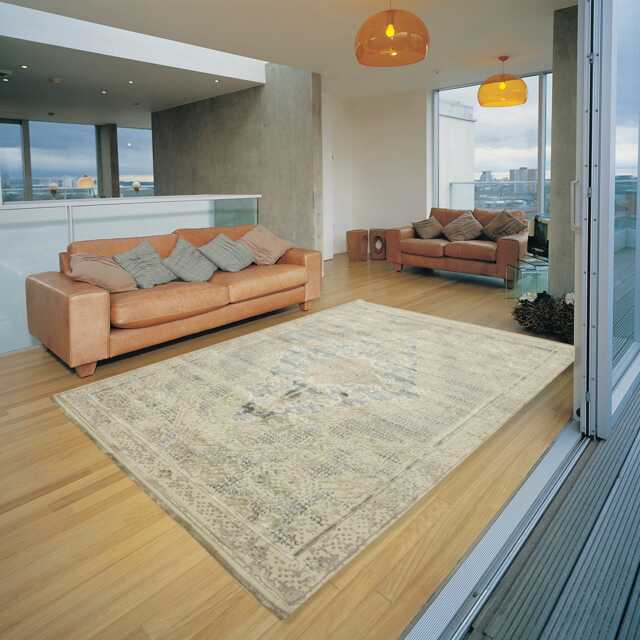 Frith Rugs Marvelous Vintage Style Woven Rug, 230cm x 160cm, Blue & Cream - image 1