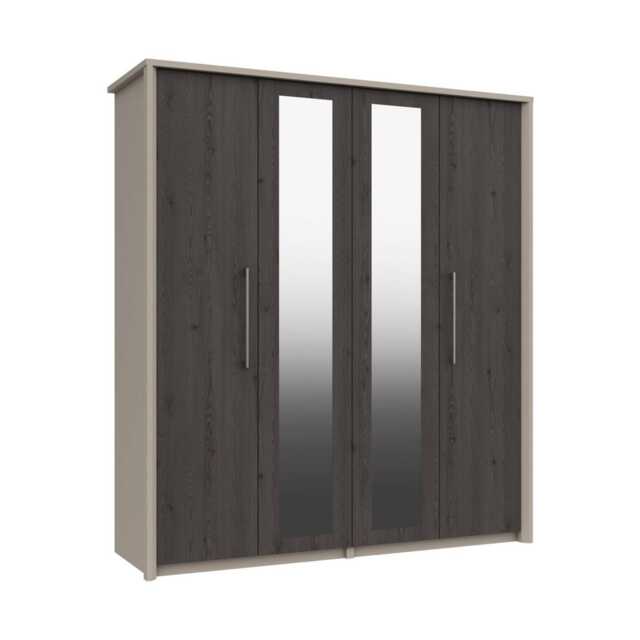 Casa Lyon 4 Door Mirrored Wardrobe, Anthracite - image 1