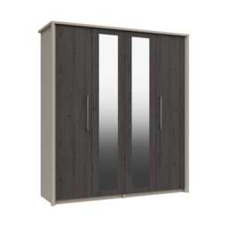 Casa Lyon 4 Door Mirrored Wardrobe, Anthracite
