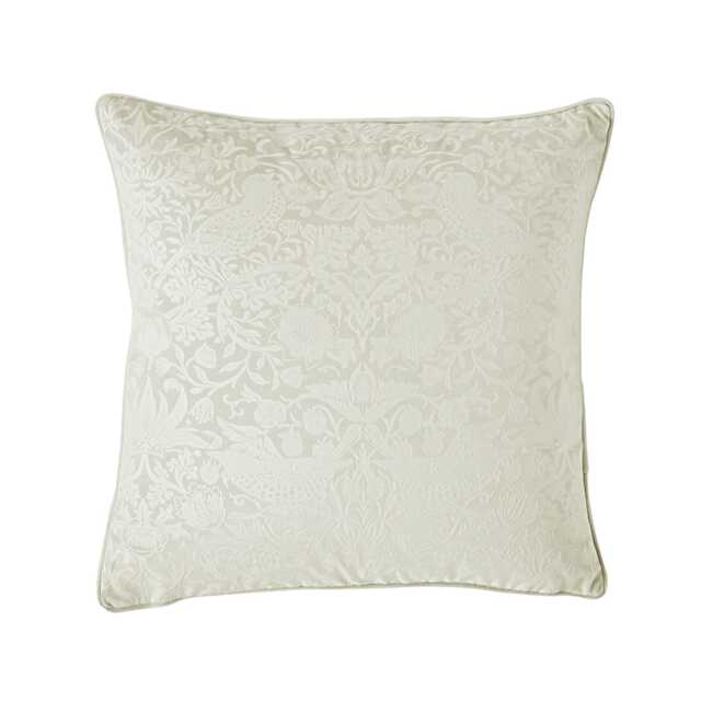 William Morris At Home Strawberry Thief Embossed Cushion, 50x50cm, Oyster