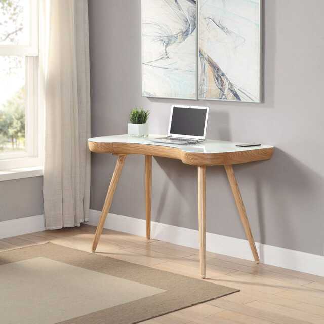 Jual San Francisco Curve Office Desk With Drawers, Oak - image 1