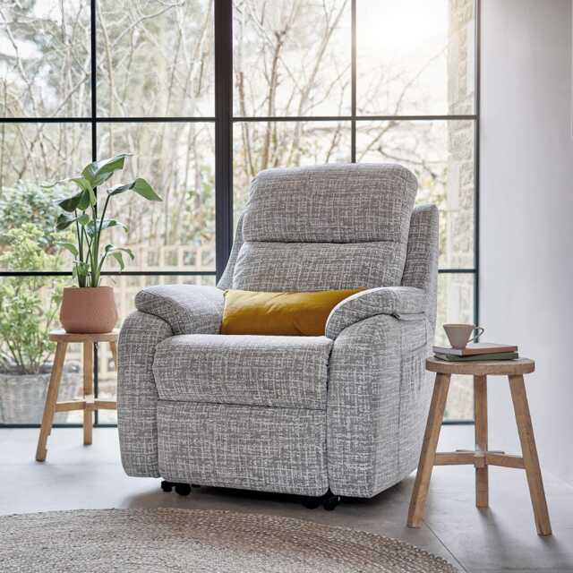 G Plan Kingsbury Power Fabric Recliner Armchair, Shore Oatmeal - image 1