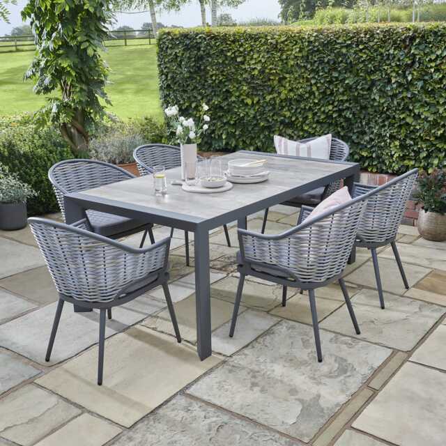Kettler Malo Aluminium Garden Dining Set, Rectangular, 6 Seater, Grey - image 1