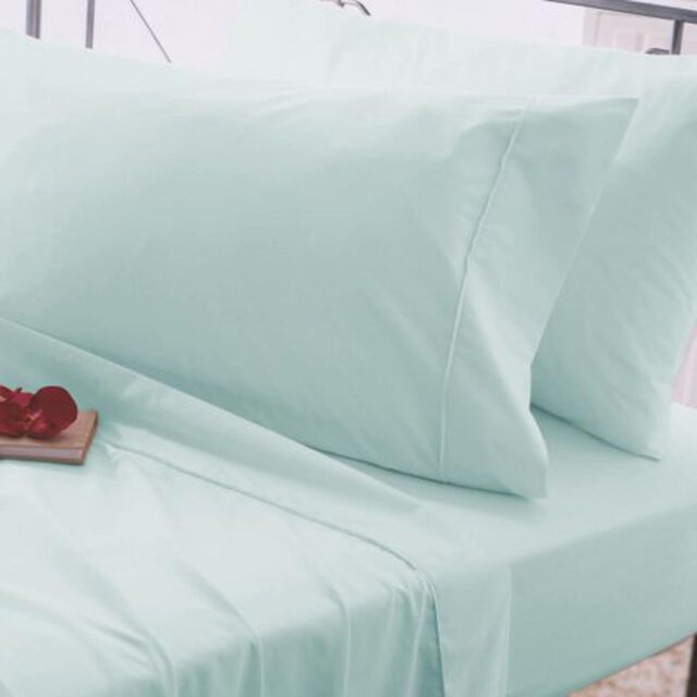 Belledorm 200 Thread Count Flat Sheet, Double, Duck Egg - image 1