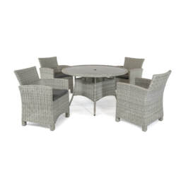 Kettler Palma Rattan Garden Dining Set, 4 Seater, White Wash