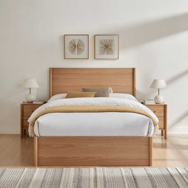 Casa Jase Storage Bed Frame, Double, Oak - image 1