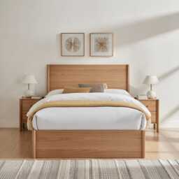 Casa Jase Storage Bed Frame, Double, Oak - thumbnail 1