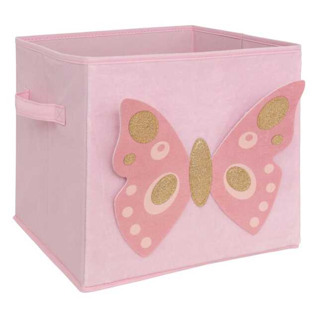 Atmosphera Kids Butterfly Velvet Storage Box, Pink - image 1
