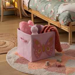 Atmosphera Kids Butterfly Velvet Storage Box, Pink - thumbnail 2