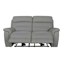 Casa Cara 2 Seater Leather Power Recliner Sofa, Light Grey - thumbnail 2