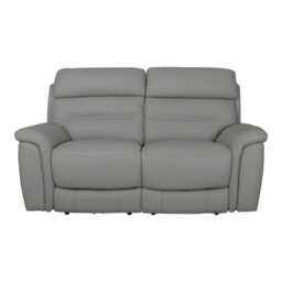 Casa Cara 2 Seater Leather Power Recliner Sofa, Light Grey - thumbnail 1