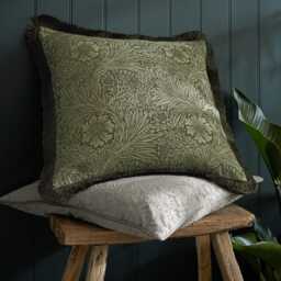 William Morris At Home Marigold Cushion, 50x50cm, Olive - thumbnail 1