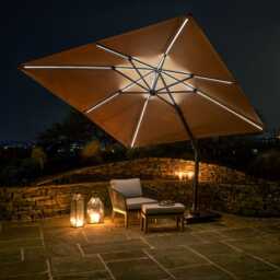 Glow T2 Aluminium Cantilever Parasol with Tilt, 3m, Square, Taupe - thumbnail 2
