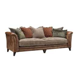 At The Helm Savannah 4 Seater Pillow Back Leather Sofa, Voyager Oak Cask - thumbnail 2