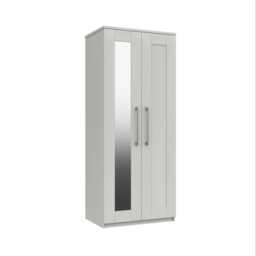 Casa Madrid 2 Door Mirrored Wardrobe, Grey - thumbnail 1