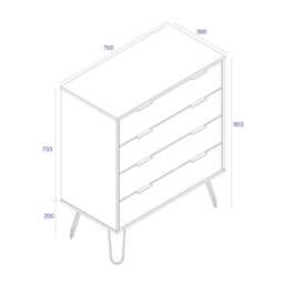 Casa Alden 4 Drawer Chest of Drawers, Grey - thumbnail 3