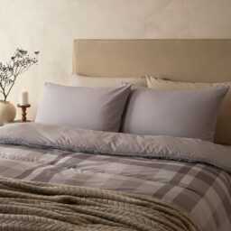 Night Lark by Fine Bedding Company Check Coverless Duvet Set, 10.5 Tog, Single, Natural - thumbnail 2