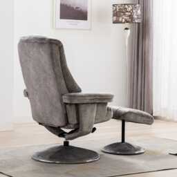 Casa Dalby Swivel Fabric Recliner Chair & Stool, Elephant - thumbnail 4