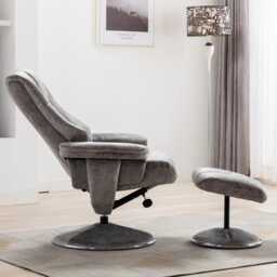 Casa Dalby Swivel Fabric Recliner Chair & Stool, Elephant - thumbnail 3