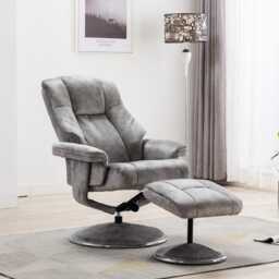 Casa Dalby Swivel Fabric Recliner Chair & Stool, Elephant