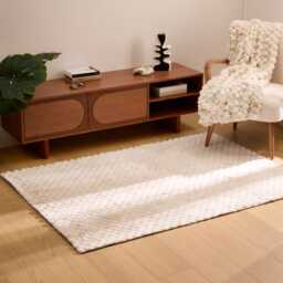 Atmosphera Adriel Faux Fur Rug, Beige - thumbnail 1