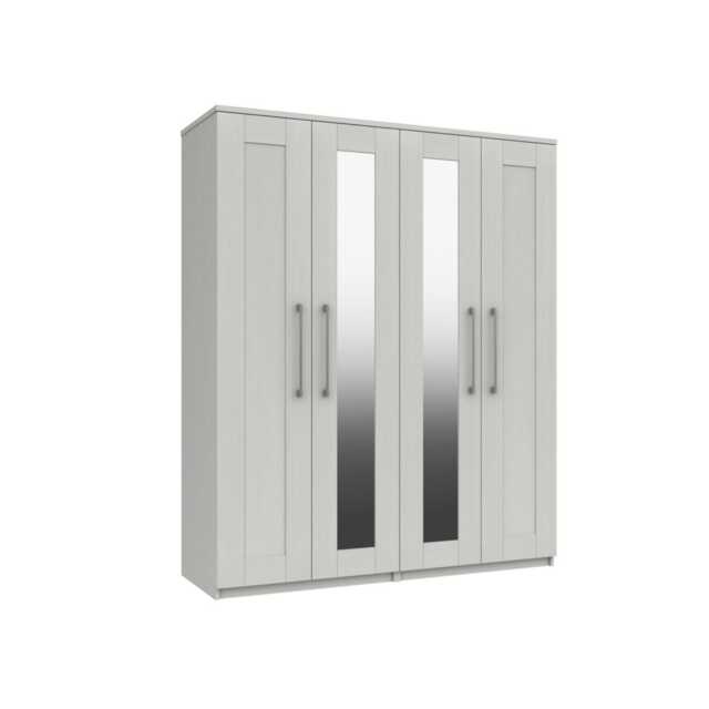 Casa Madrid 4 Door Mirrored Wardrobe, Grey - image 1