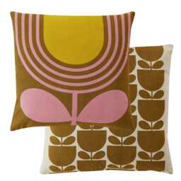 Orla Kiely Striped Tulip Cushion, Pink-ochre - thumbnail 2