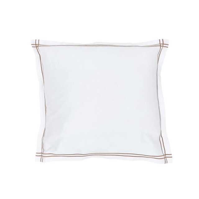 Bedeck of Belfast Zenda Square Pillowcase Pair, Charcoal & Tan