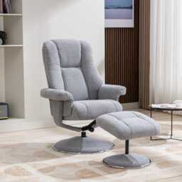 Casa Dalby Swivel Fabric Recliner Chair & Stool, Chacha Dove - thumbnail 1