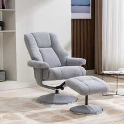 Casa Dalby Swivel Fabric Recliner Chair & Stool, Chacha Dove - thumbnail 3