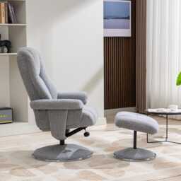 Casa Dalby Swivel Fabric Recliner Chair & Stool, Chacha Dove - thumbnail 4