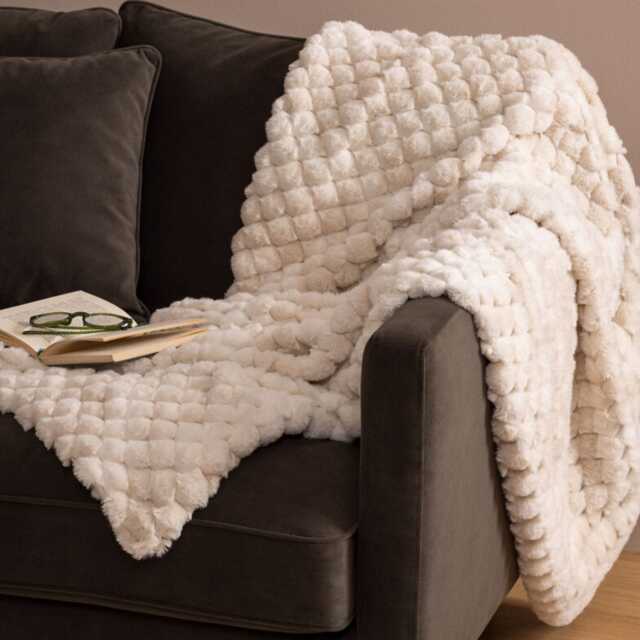 Atmosphera Ariel Faux Fur Throw, Beige - image 1