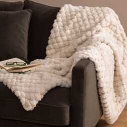 Atmosphera Ariel Faux Fur Throw, Beige - thumbnail 1