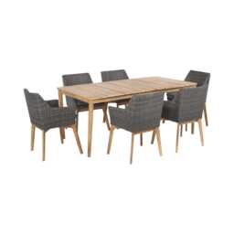 Pacific Lifestyle Larissa Rattan Garden Dining Set, 6 Seater, Dark Grey - thumbnail 4