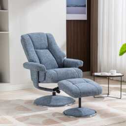 Casa Dalby Swivel Fabric Recliner Chair & Stool, Chacha Ocean - thumbnail 3