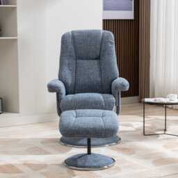 Casa Dalby Swivel Fabric Recliner Chair & Stool, Chacha Ocean - thumbnail 1