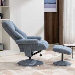 Casa Dalby Swivel Fabric Recliner Chair & Stool, Chacha Ocean - thumbnail 4