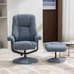 Casa Dalby Swivel Fabric Recliner Chair & Stool, Chacha Ocean - thumbnail 2