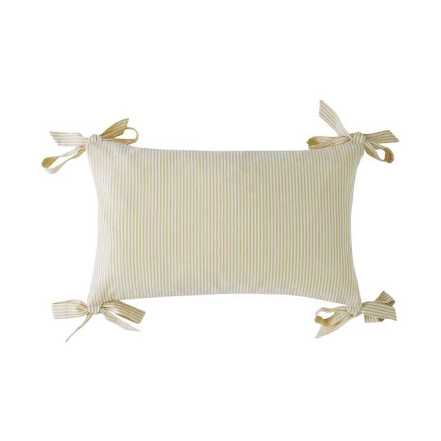 Laura Ashley Flaxley Stripe Microfibre Cushion, 50cm x 30cm, Yellow - image 1