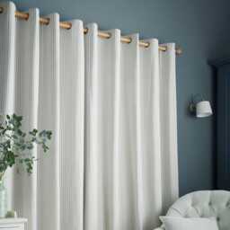 Laura Ashley Cornish Chenille Stripe Eyelet Curtains, 223 X 228cm, Slate Blue - thumbnail 2