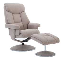 Casa Bayonne Swivel Manual Recliner Fabric Chair & Footstool, Wheat