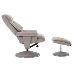 Casa Bayonne Swivel Manual Recliner Fabric Chair & Footstool, Wheat - thumbnail 2